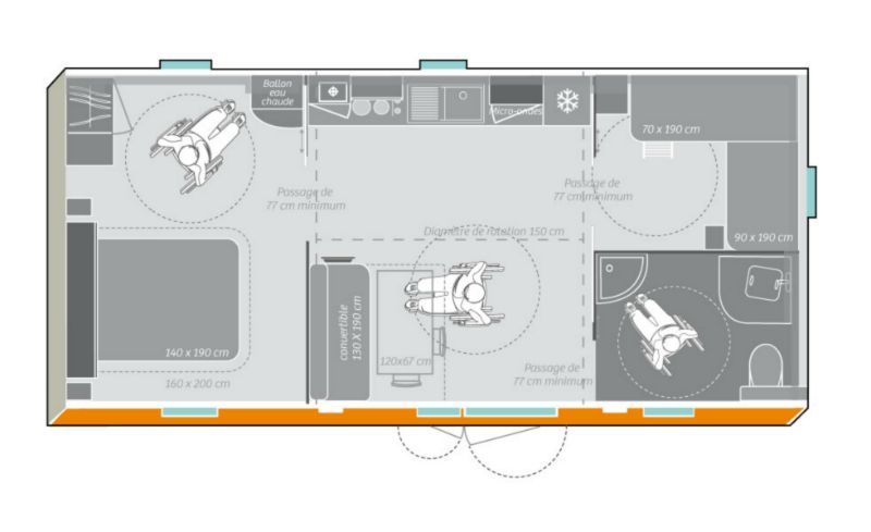 Mobile-Home 2 chambres Or PMR 4 personnes